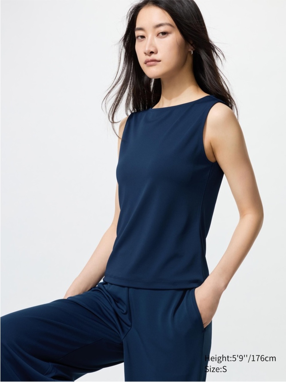 UniQlo Crepe Jersey Straight Pants & Crepe Jersey T-Shirt | Sleeveless set